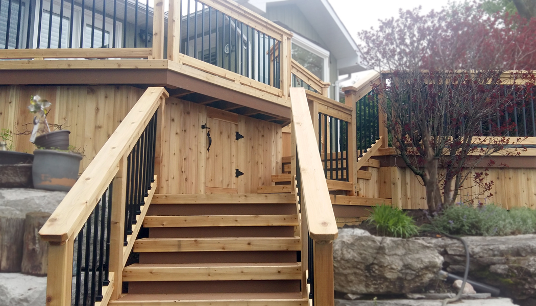 Composite Deck with Cedar Trim