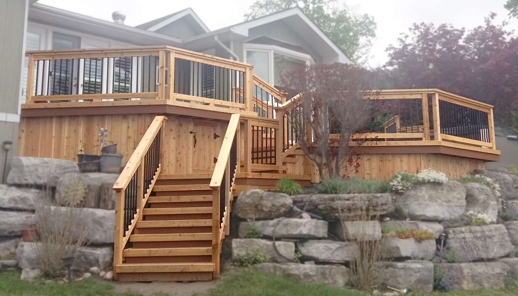 Composite Deck with Cedar Trim