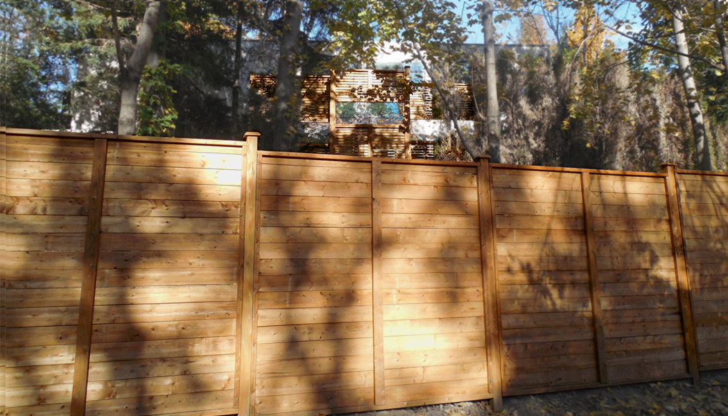 Property Fence with Frosted Glass Windows