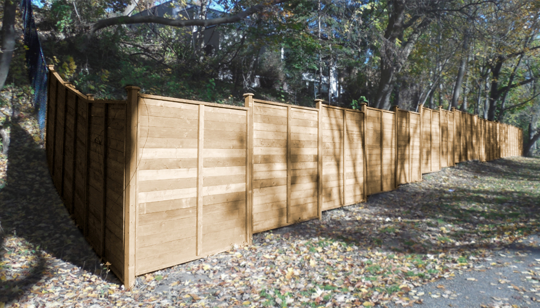 Property Fence with Frosted Glass Windows