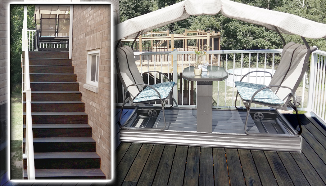 White Railing & Grey Composite Deck