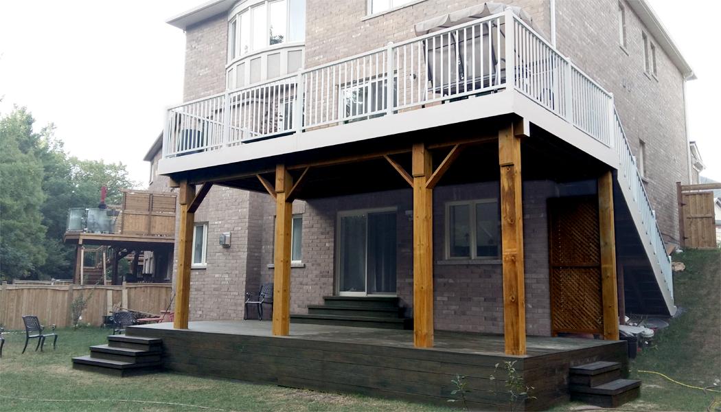 White Railing & Grey Composite Deck